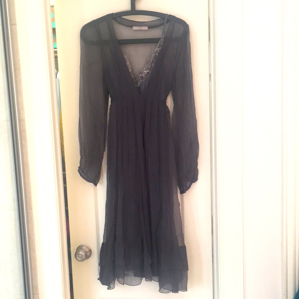 Grey, long sleeve, party dress, size 6-8.